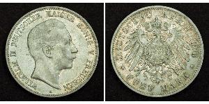 5 Марка Пруссия (королевство) (1701-1918) Серебро Wilhelm II, German Emperor (1859-1941)