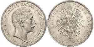 5 Марка Пруссия (королевство) (1701-1918) Серебро Wilhelm II, German Emperor (1859-1941)