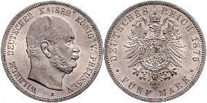 5 Марка Пруссия (королевство) (1701-1918) Серебро Wilhelm I, German Emperor (1797-1888)