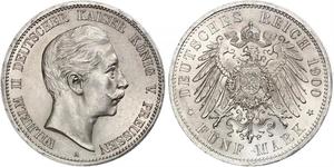 5 Марка Пруссия (королевство) (1701-1918) Серебро Wilhelm II, German Emperor (1859-1941)