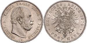 5 Марка Пруссия (королевство) (1701-1918) Серебро Wilhelm I, German Emperor (1797-1888)