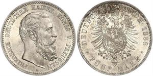 5 Марка Пруссия (королевство) (1701-1918) Серебро Фридрих III (германский император) (1831-1888)
