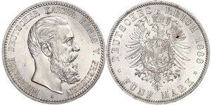 5 Марка Пруссия (королевство) (1701-1918) Серебро Фридрих III (германский император) (1831-1888)