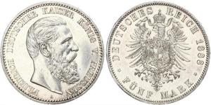 5 Марка Пруссия (королевство) (1701-1918) Серебро Фридрих III (германский император) (1831-1888)