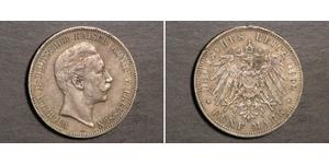 5 Марка Пруссия (королевство) (1701-1918) Серебро Wilhelm II, German Emperor (1859-1941)