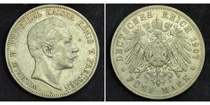 5 Марка Пруссия (королевство) (1701-1918) Серебро Wilhelm II, German Emperor (1859-1941)