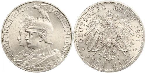 5 Марка Пруссия (королевство) (1701-1918) Серебро Wilhelm II, German Emperor (1859-1941)
