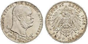 5 Марка Саксен-Альтенбург  (1826 - 1920) Серебро Эрнст I Саксен-Альтенбургский (1826 - 1908)