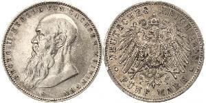 5 Марка Саксен-Мейнинген (1680 - 1918) Серебро Георг II (герцог Саксен-Мейнингена)