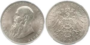 5 Марка Саксен-Мейнинген (1680 - 1918) Серебро Георг II (герцог Саксен-Мейнингена)