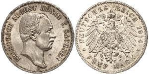 5 Марка Саксония (королевство) (1806 - 1918) Серебро Фридрих Август III (король Саксонии) (1865-1932)