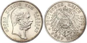 5 Марка Саксония (королевство) (1806 - 1918) Серебро Георг (король Саксонии)