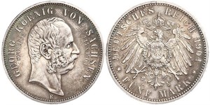 5 Марка Саксония (королевство) (1806 - 1918) Серебро Георг (король Саксонии)