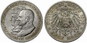 5 Марка Саксония (королевство) (1806 - 1918) Серебро Фридрих Август III (король Саксонии) (1865-1932)