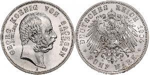 5 Марка Саксония (королевство) (1806 - 1918) Серебро Георг (король Саксонии)