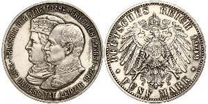 5 Марка Саксония (королевство) (1806 - 1918) Серебро Фридрих Август III (король Саксонии) (1865-1932)