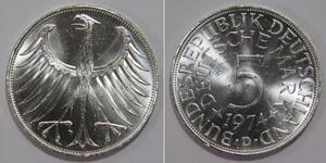 5 Марка ФРГ (1949-1990) Серебро 