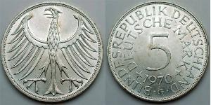 5 Марка ФРГ (1949-1990) Серебро 