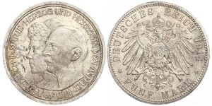 5 Марка Ангальт-Дессау (1603 -1863) Срібло Friedrich II, Duke of Anhalt (1856 – 1918)