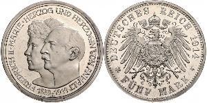 5 Марка Ангальт-Дессау (1603 -1863) Срібло Friedrich II, Duke of Anhalt (1856 – 1918)