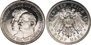 5 Марка Ангальт-Дессау (1603 -1863) Срібло Friedrich II, Duke of Anhalt (1856 – 1918)