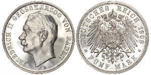 5 Марка Велике герцогство Баден (1806-1918) Срібло Frederick II, Grand Duke of Baden (1857 - 1928)
