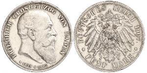 5 Марка Велике герцогство Баден (1806-1918) Срібло Frederick I, Grand Duke of Baden (1826 - 1907)