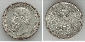 5 Марка Велике герцогство Баден (1806-1918) Срібло Frederick I, Grand Duke of Baden (1826 - 1907)