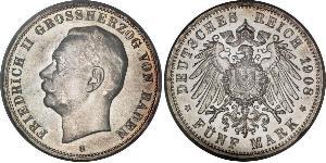 5 Марка Велике герцогство Баден (1806-1918) Срібло Frederick II, Grand Duke of Baden (1857 - 1928)