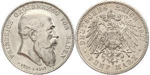 5 Марка Велике герцогство Баден (1806-1918) Срібло Frederick I, Grand Duke of Baden (1826 - 1907)