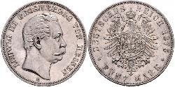5 Марка Великое герцогство Гессен (1806 - 1918) Срібло Людвіг III (великий герцог Гессену)
