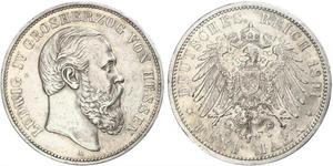 5 Марка Великое герцогство Гессен (1806 - 1918) Срібло Людвіг IV (великий герцог Гессену)