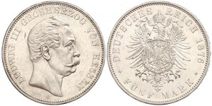 5 Марка Великое герцогство Гессен (1806 - 1918) Срібло Людвіг III (великий герцог Гессену)