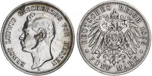 5 Марка Великое герцогство Гессен (1806 - 1918) Срібло Ernest Louis, Grand Duke of Hesse (1868 - 1937)