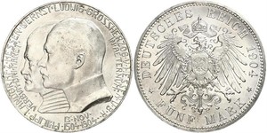 5 Марка Великое герцогство Гессен (1806 - 1918) Срібло Ernest Louis, Grand Duke of Hesse (1868 - 1937)
