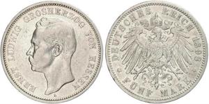 5 Марка Великое герцогство Гессен (1806 - 1918) Срібло Ernest Louis, Grand Duke of Hesse (1868 - 1937)