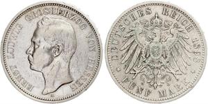 5 Марка Великое герцогство Гессен (1806 - 1918) Срібло Ernest Louis, Grand Duke of Hesse (1868 - 1937)
