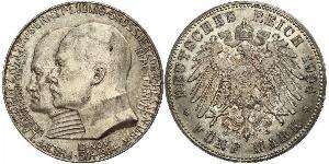 5 Марка Великое герцогство Гессен (1806 - 1918) Срібло Ernest Louis, Grand Duke of Hesse (1868 - 1937)