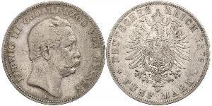 5 Марка Великое герцогство Гессен (1806 - 1918) Срібло Людвіг III (великий герцог Гессену)