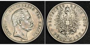 5 Марка Великое герцогство Гессен (1806 - 1918) Срібло Людвіг III (великий герцог Гессену)