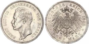 5 Марка Великое герцогство Гессен (1806 - 1918) Срібло Ernest Louis, Grand Duke of Hesse (1868 - 1937)