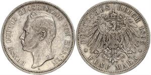 5 Марка Великое герцогство Гессен (1806 - 1918) Срібло Ernest Louis, Grand Duke of Hesse (1868 - 1937)