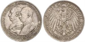 5 Марка Герцогство Мекленбург-Шверин (1352-1918) Срібло Frederick Francis IV, Grand Duke of Mecklenburg (1882 - 1945)