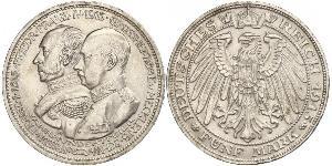 5 Марка Герцогство Мекленбург-Шверин (1352-1918) Срібло Frederick Francis IV, Grand Duke of Mecklenburg (1882 - 1945)