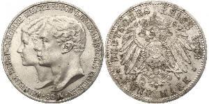 5 Марка Герцогство Саксен-Веймар-Ейзенахське (1809 - 1918) Срібло William Ernest, Grand Duke of Saxe-Weimar-Eisenach