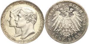 5 Марка Герцогство Саксен-Веймар-Ейзенахське (1809 - 1918) Срібло William Ernest, Grand Duke of Saxe-Weimar-Eisenach