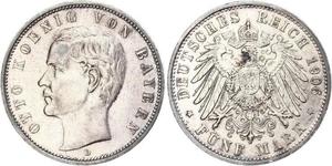 5 Марка Королівство Баварія (1806 - 1918) Срібло Otto of Bavaria (1848 – 1916)