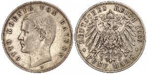 5 Марка Королівство Баварія (1806 - 1918) Срібло Otto of Bavaria (1848 – 1916)