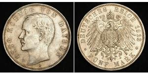 5 Марка Королівство Баварія (1806 - 1918) Срібло Otto of Bavaria (1848 – 1916)