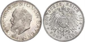 5 Марка Королівство Баварія (1806 - 1918) Срібло Людвіг III (король Баварії) (1845 – 1921)